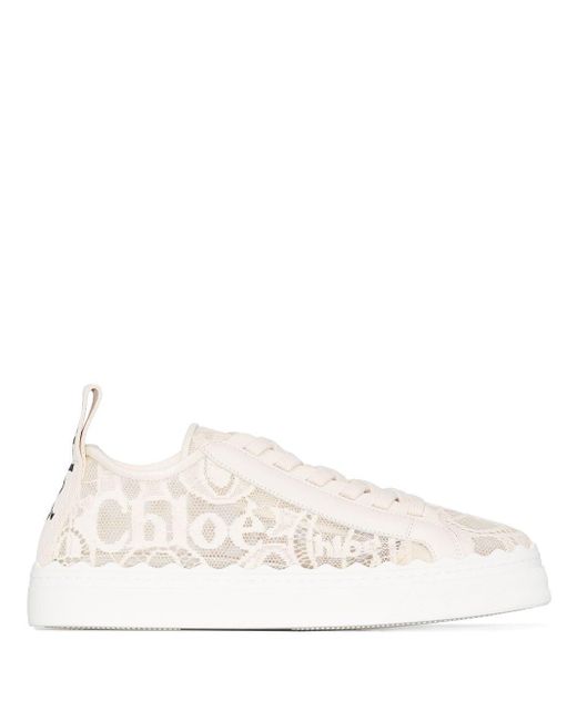 Chloé Kant Lauren Sneakers Met Kant in het Wit - Lyst
