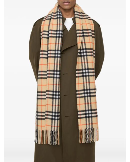 Burberry Natural 格纹羊绒围巾