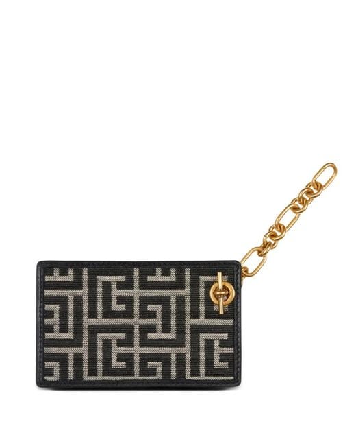 Balmain Gray Monogram Jacquard Card Holder