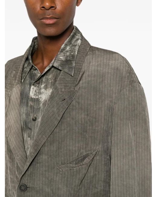 Ziggy Chen Brown Pinstripe-Pattern Single-Breasted Jacket for men