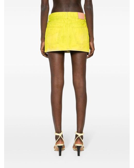 Acne Yellow Denim Mini Skirt