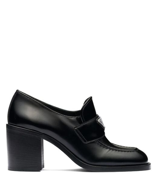 Prada Black Chocolate Flow Block-heel Loafers
