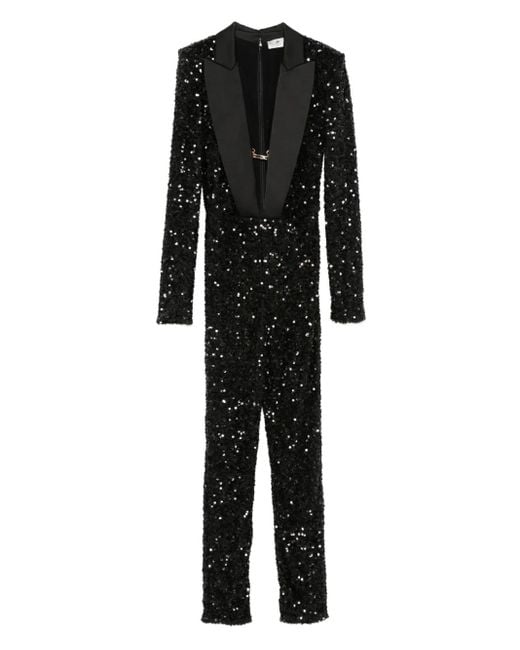 Elisabetta Franchi Black Sequin-Embellished Jumpsuit