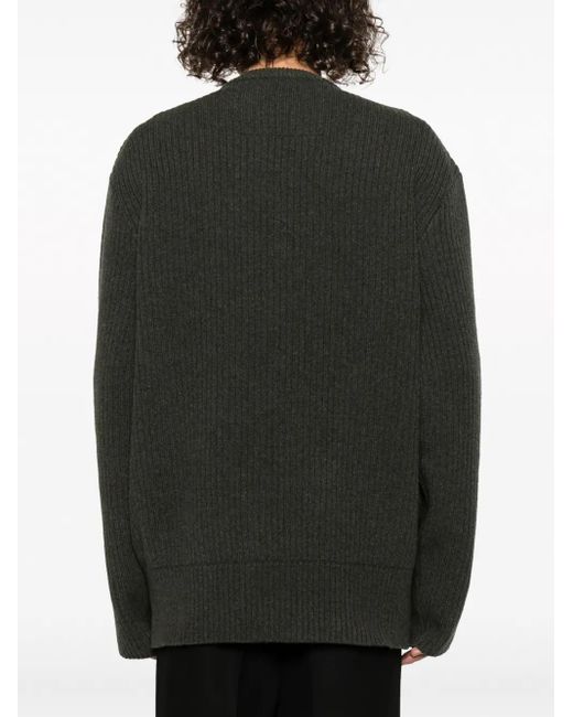 Givenchy Black Oversize Ribbed Sweater In Military for men