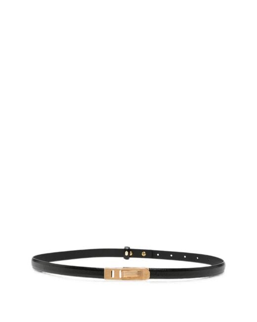 Alberta Ferretti White Ridged-Buckle Leather Belt
