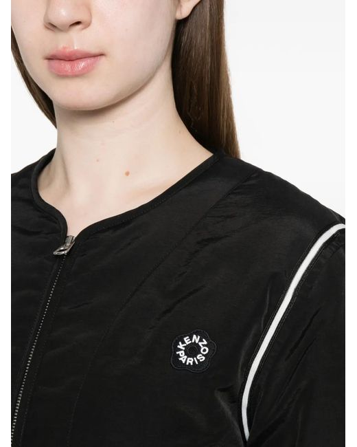 KENZO Black Bloke Flower 2.0 Zip Logo Jacket