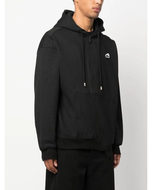 Adererror Black Curved-Zip Long-Sleeve Hoodie