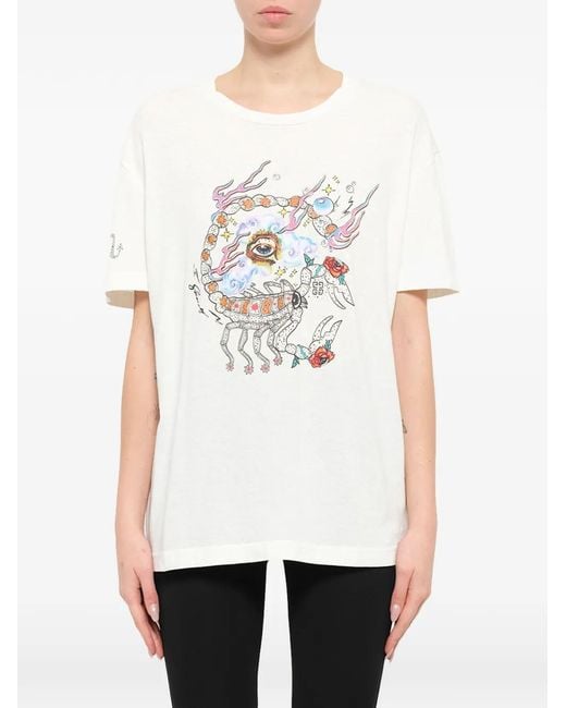 Givenchy White Crew Neck Printed T-Shirt