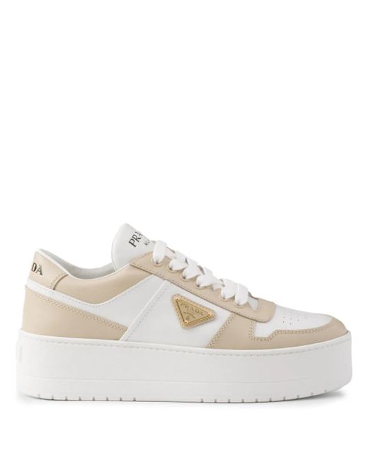 Prada White Leather Platform Downtown Sneakers 50