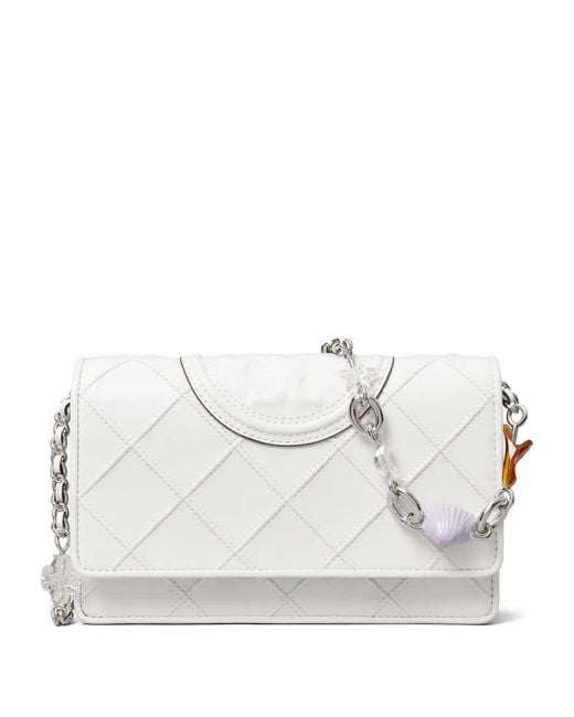 Tory Burch White Fleming Charm Chain Crossbody