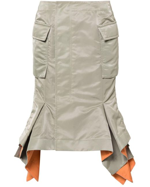 Sacai Gray Cargo Midi Skirt