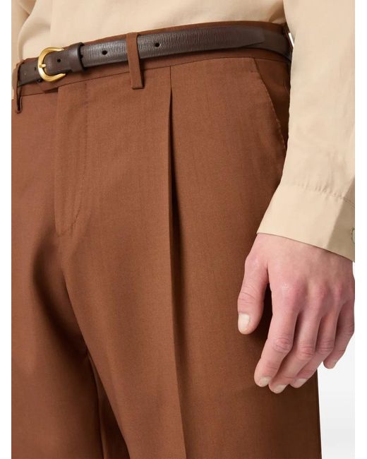 Lardini Brown Single-Pleat Wool Trousers for men