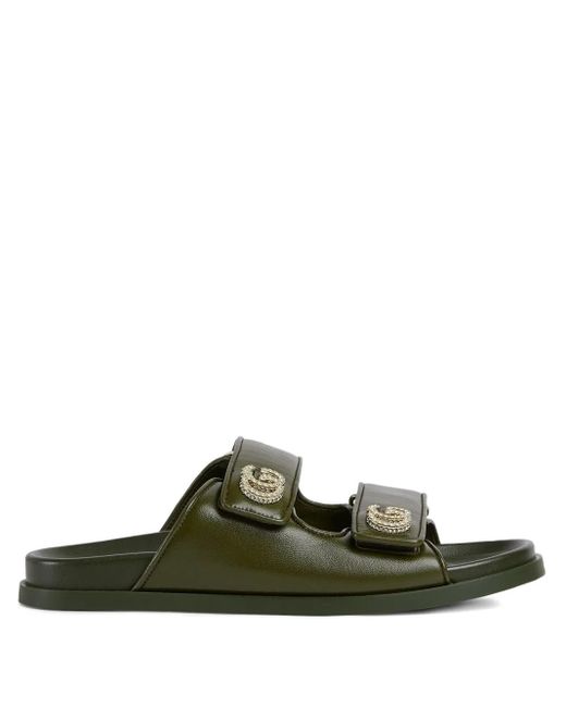 Gucci Green Double G Leather Sandals