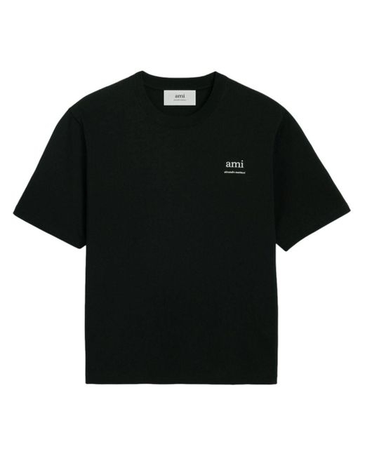 AMI Black T-Shirt aus Bio-Baumwolle mit Logo
