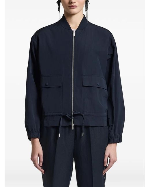 Peserico Blue Flap-Pocket Bomber Jacket