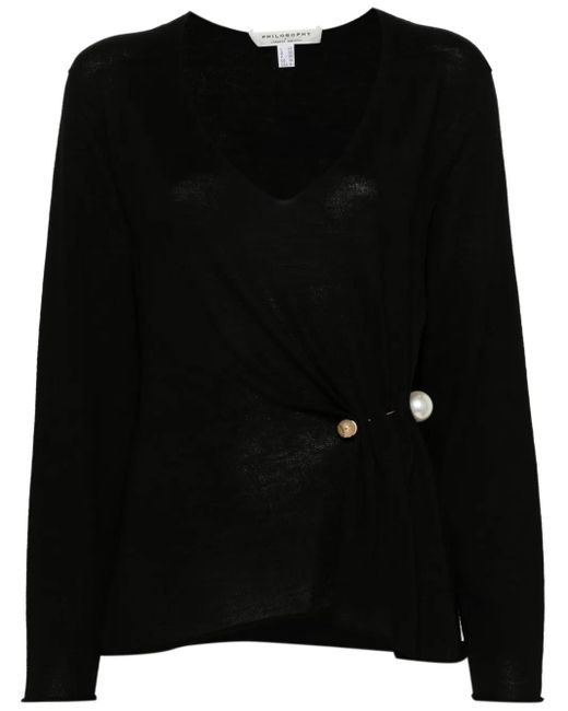 Philosophy Di Lorenzo Serafini Black Pin-Detail Sweater