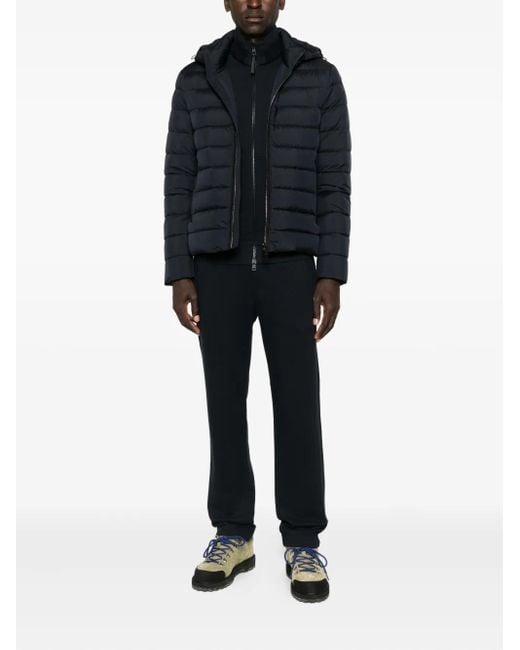 Moorer Black Hooded Quilted Jacket for men