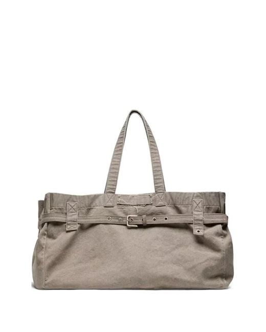 Golden Goose Deluxe Brand Gray Anthracite Canvas Tote Bag With Embroidery And Antique Details