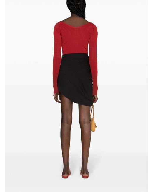 Minifalda La Jupe asimétrica Jacquemus de color Black