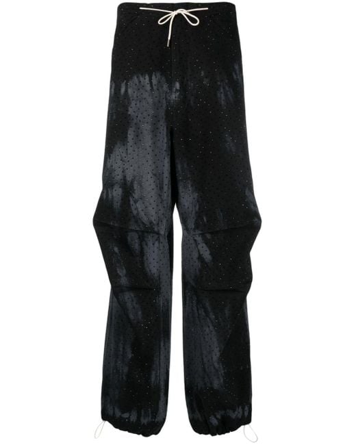 DARKPARK Black Daisy Rhinestone-embellished Cargo Trousers