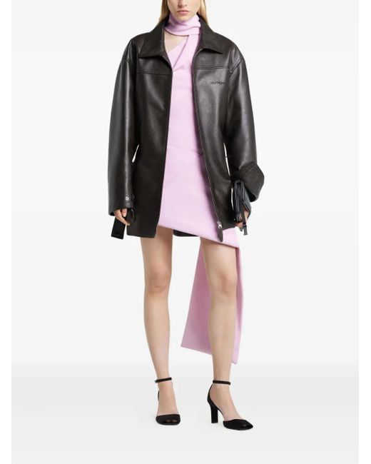 Courreges Black Oversized Leather Jacket