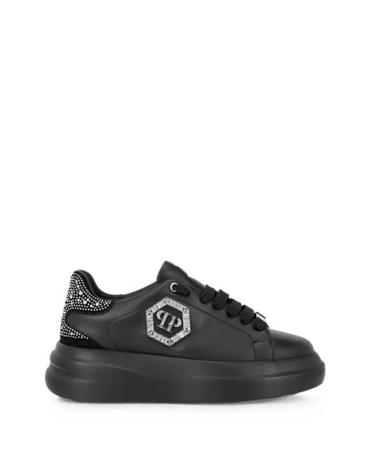 Philipp Plein Black Low-Top Sneakers Megastar Strass