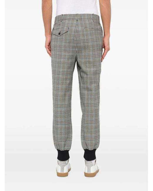McQueen Gray Prince Of Wales Check Track Pants for men