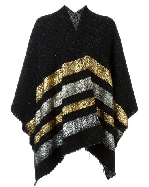 Poncho Moucheté À Rayures Métallisées Ermanno Gallamini en coloris Black