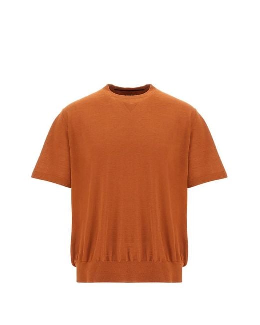 Herno Orange Stocking-Stitched T-Shirt for men