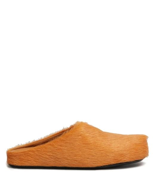 Marni Brown Long Hair Fussbett Sabot (Pumpkin) for men