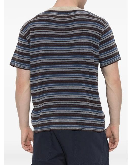 Maison Margiela Blue Striped Short-Sleeve T-Shirt for men