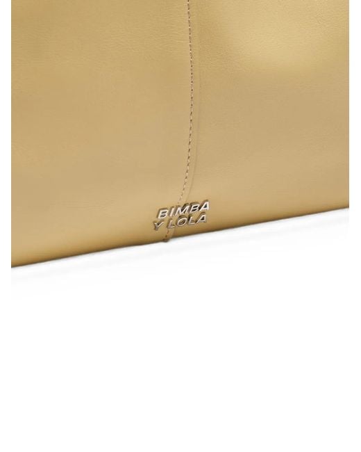 Bimba Y Lola Natural Oatmeal Leather Maxi Shopper Bag