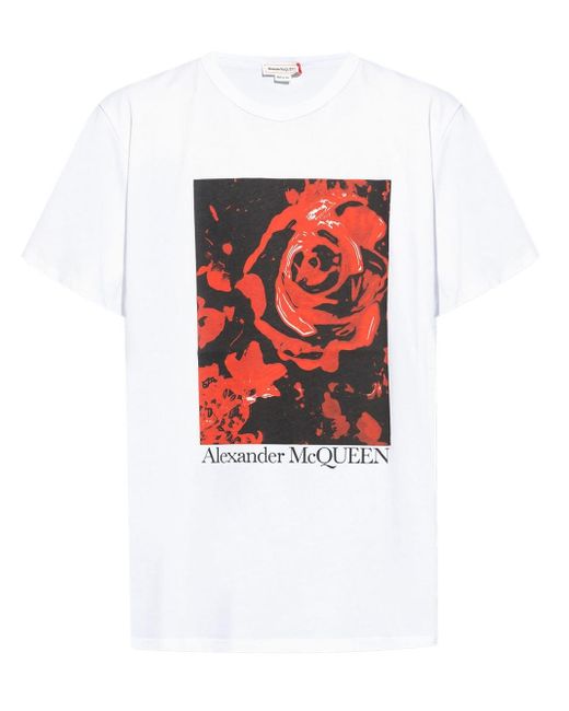 Alexander McQueen Red Graphic-print Cotton T-shirt for men