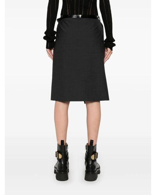 Philosophy Di Lorenzo Serafini Black Anthracite Virgin Wool Midi Skirt