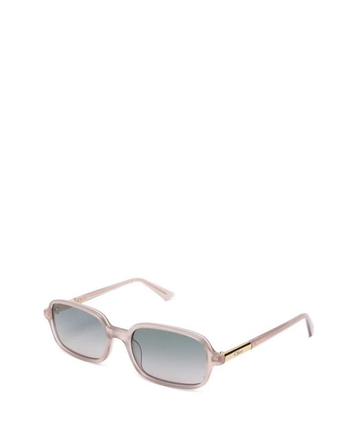 Chloé White Lunettes De Soleil À Monture Rectangulaire