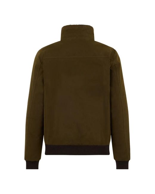Moorer Green Pocket Buttoned Bomber Jacket for men