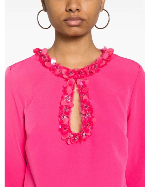 P.A.R.O.S.H. Pink Sequin-detail Crepe Dress