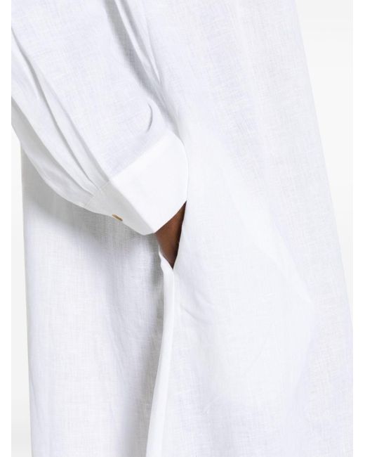 Asceno Lisbon Linnen Maxi-blousejurk in het White