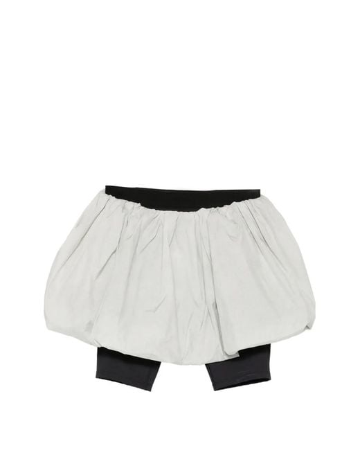Juun.J White Gathered Balloon-Hem Skirt