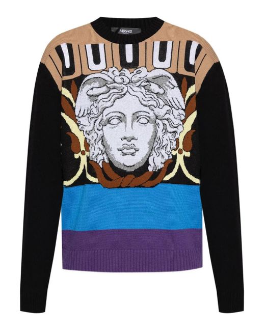 Versace Blue Medusa Head Wool Sweater for men