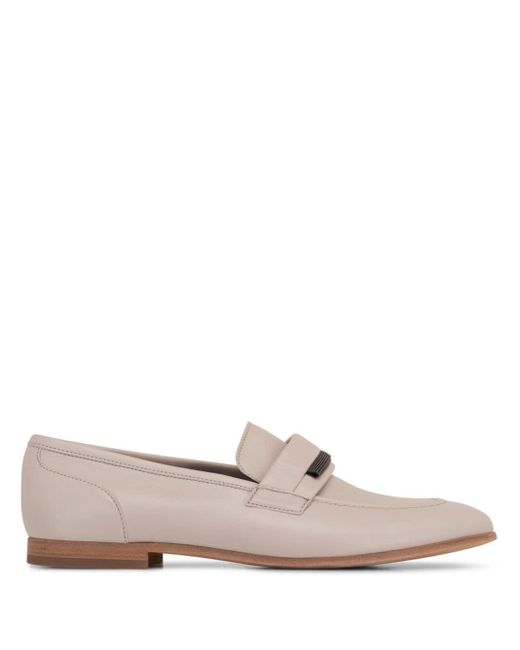 Brunello Cucinelli Pink Monili-detail Leather Loafers
