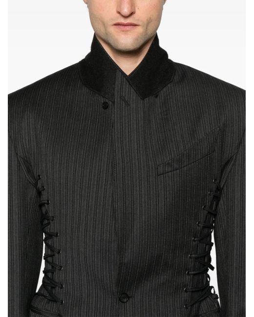 メンズ Mugler ピンストライプ レースアップ ジャケット Black
