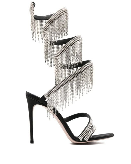 Le Silla Gray Jewels 105Mm Fringe-Detail Sandals