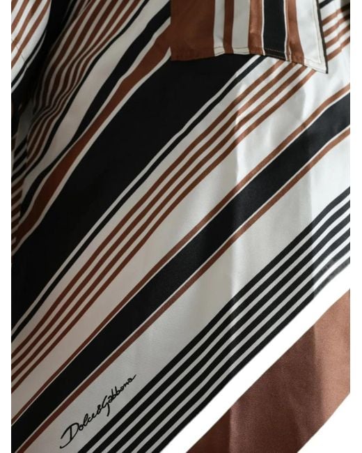 Dolce & Gabbana Black Diagonal-Striped Silk Shirt for men