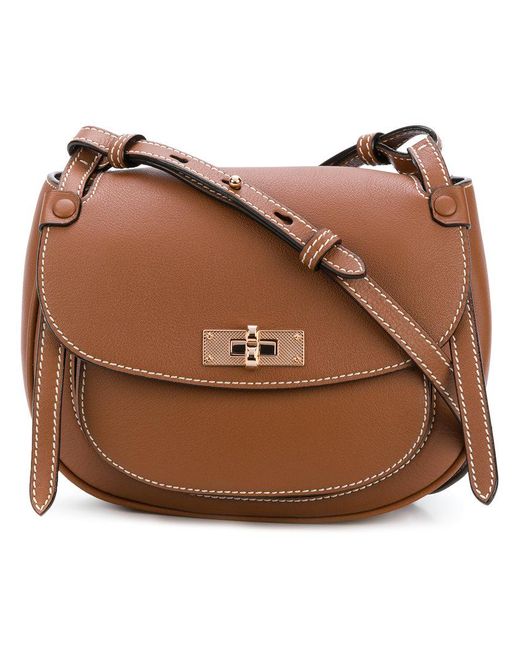 Bally Brown B Turn Medium Saddle Bag