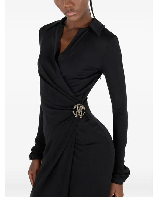 Roberto Cavalli Black V-Neck Dress