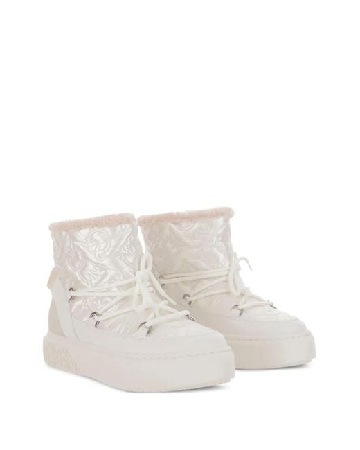 Pinko White Quilted Platform Boots