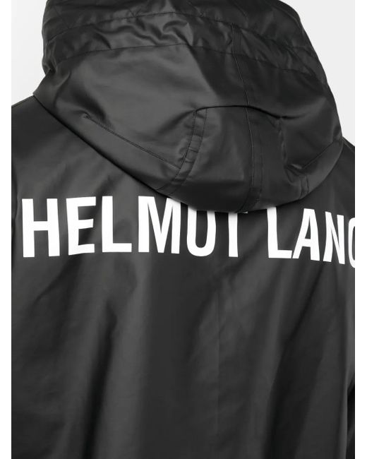 Helmut Lang Black Logo-Print Drawstring Parka for men