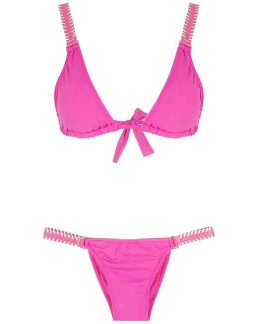 Amir Slama Pink Tie-Fastening Triangle Bikini Set