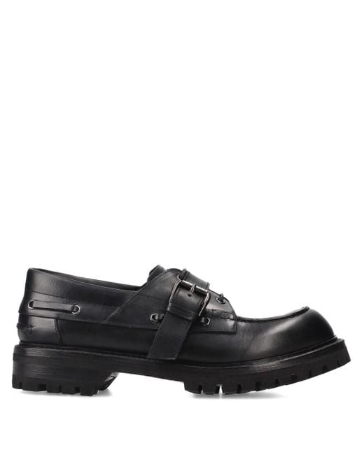 Premiata Black Buckle Strap Loafers for men